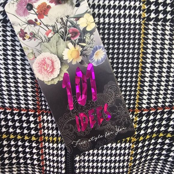 NWT 101 Idees Long Sleeve Tunic Dress Sz M/L Houndstooth Artsy Boho Chic S0377 - Picture 6 of 11